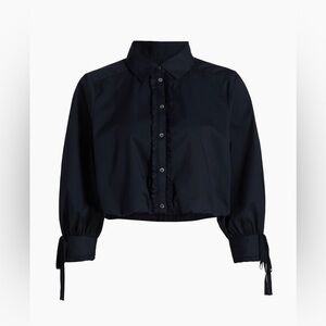 Cinq à Sept Roupao Point Collar Crop Shirt